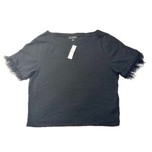 J Crew Shirt Top Blouse Large‎ Feather Black Crop Holiday Party BT720 NEW W Tags
